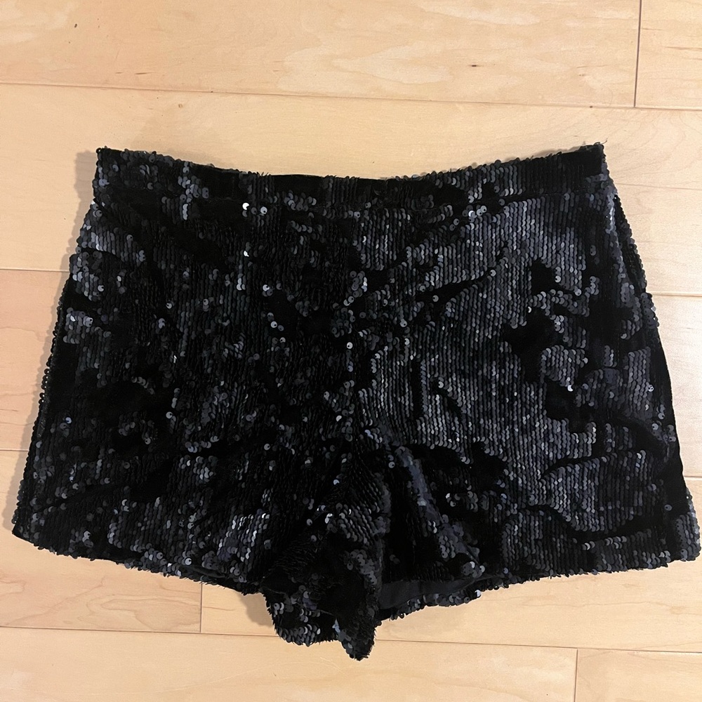Black sequined shorts